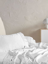 Sheet Set - 500 Thread Count Cotton Sateen Augusta White Linen House - King