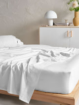 Sheet Set - 500 Thread Count Cotton Sateen Augusta White Linen House - Single