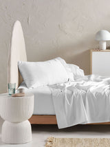 Sheet Set - 500 Thread Count Cotton Sateen Augusta White Linen House - Queen