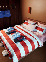 Quilt Cover Set - Rugby Stripe Chilli Linen House - Super King Brown