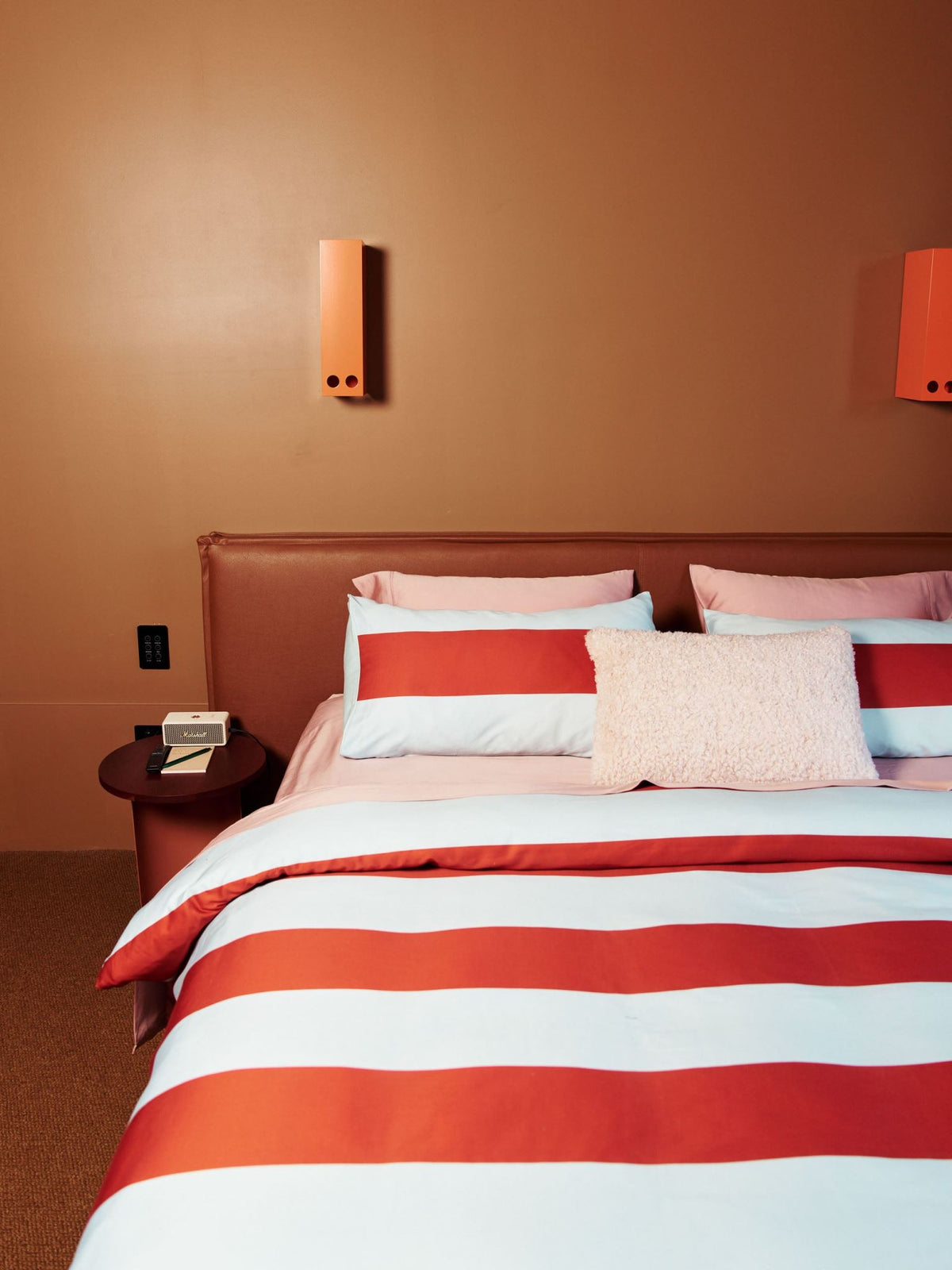 Quilt Cover Set - Rugby Stripe Chilli Linen House - Super King Brown