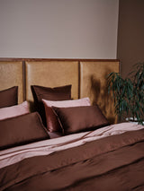 Quilt Cover Set - 400 Thread Count Bamboo Cotton Nara Chocolate - Double Brown