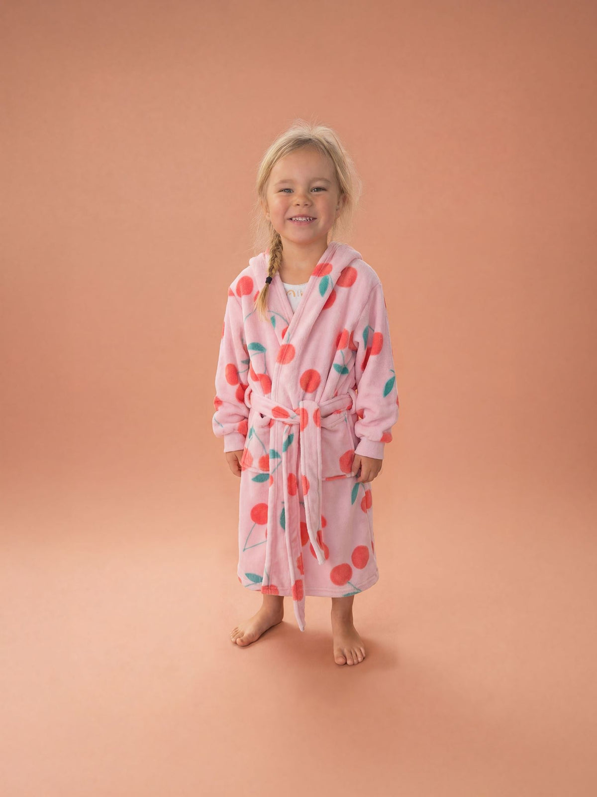 Kids Robe Plush Cherrylicious Linen House - Medium Pink