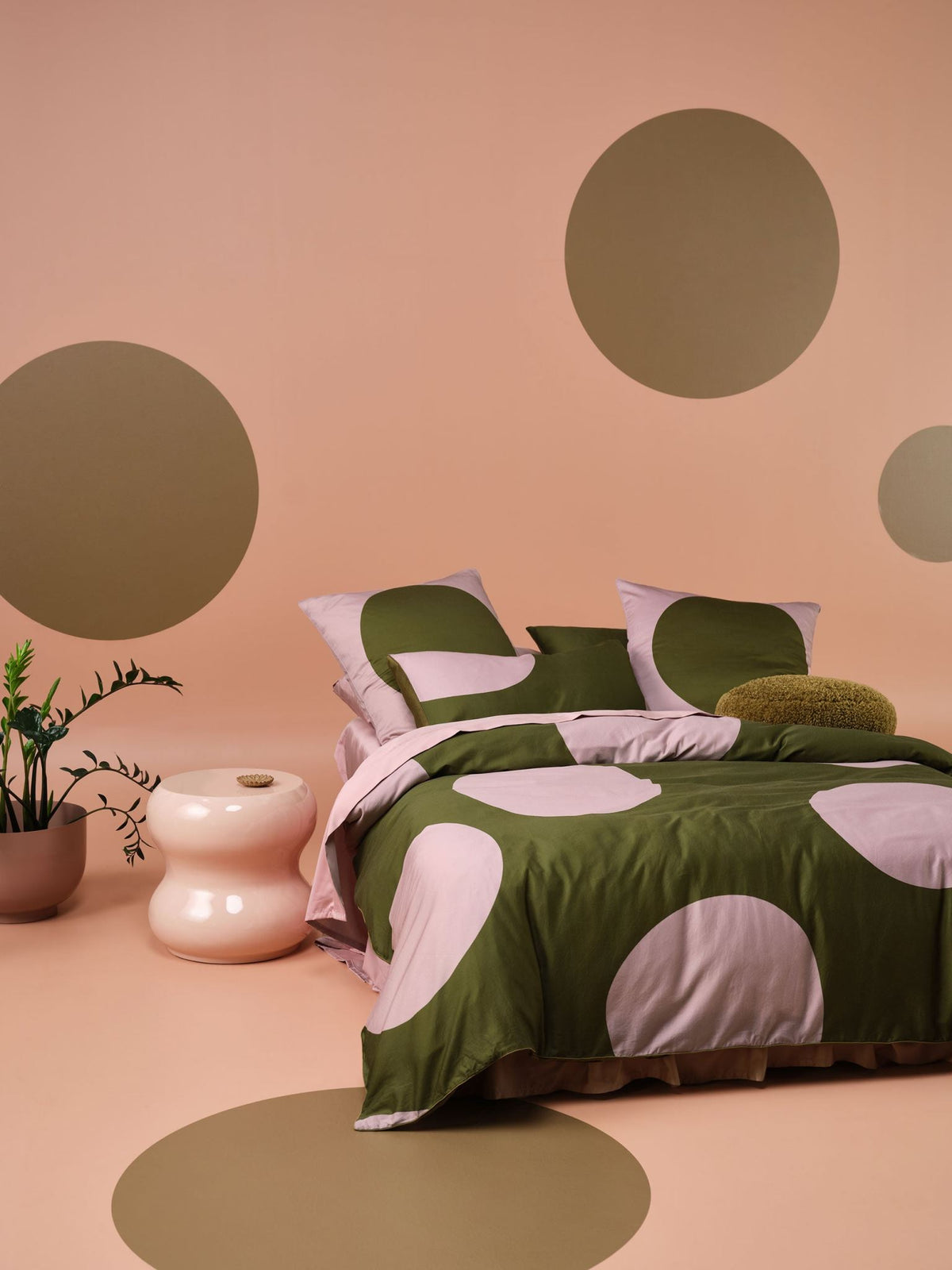 Quilt Cover Set - Pluto Olive Linen House - Double Green