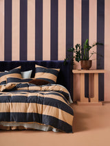 Quilt Cover Set - Rugby Stripe Bluestone Linen House - Double Blue