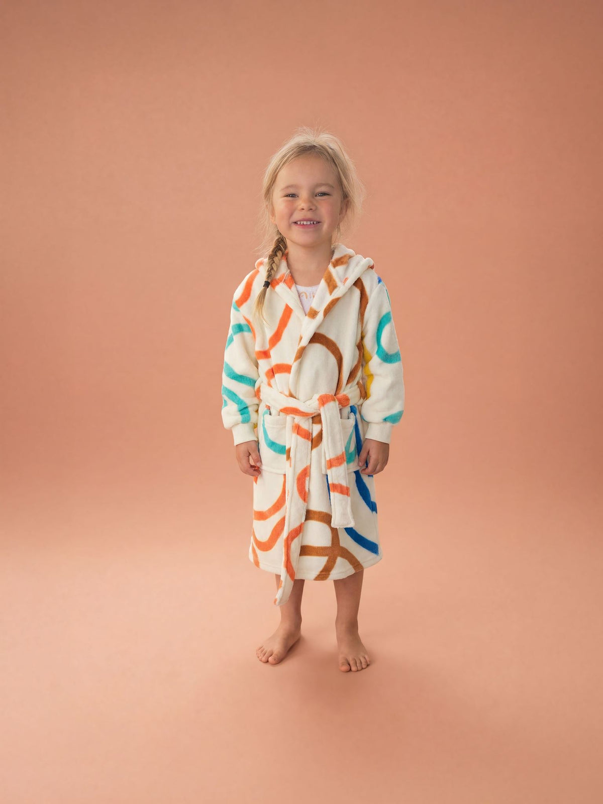Kids Robe Plush Squiggle Linen House - Small Multi