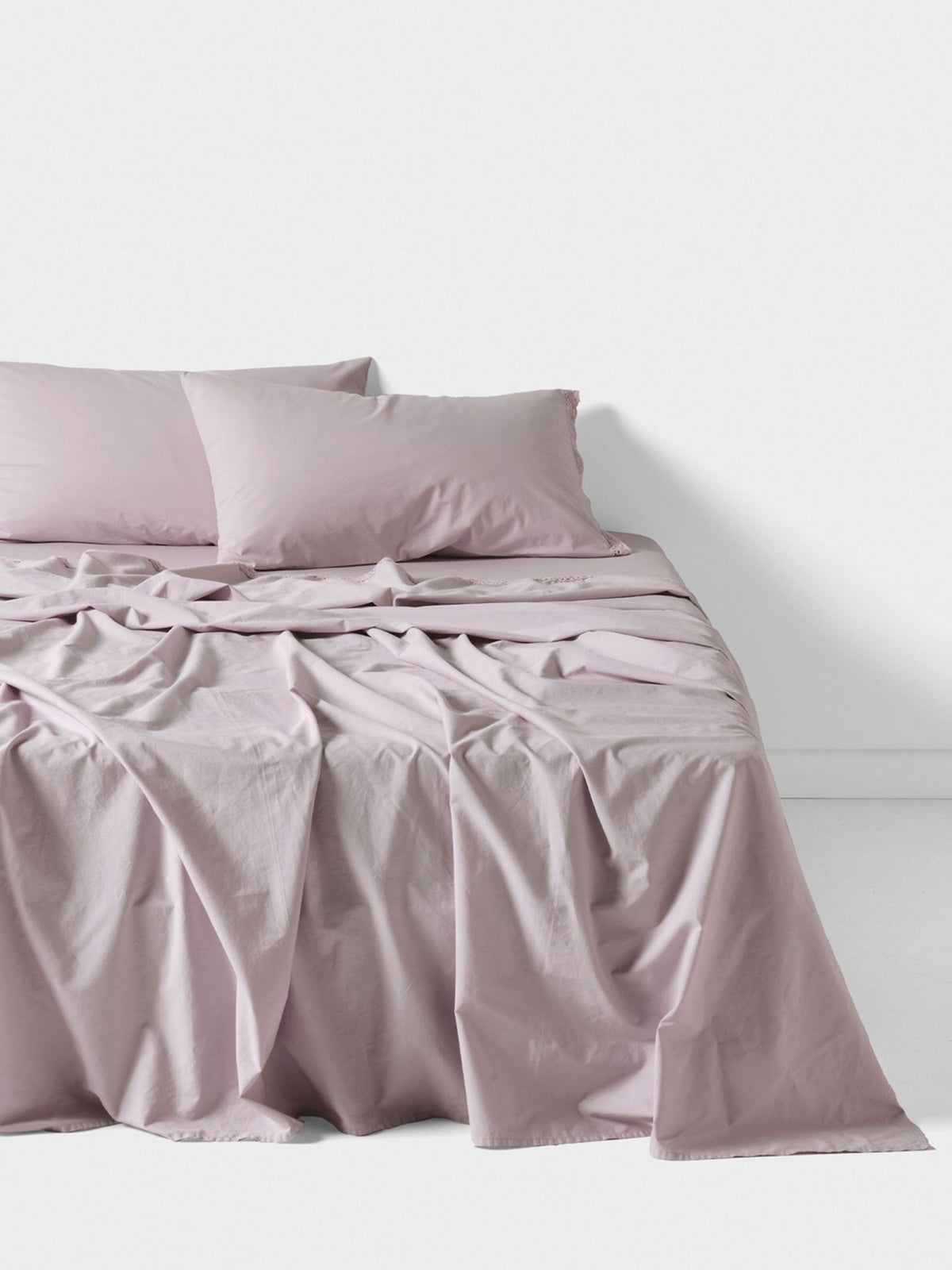 Sheet Set - 250 Thread Count Washed Organic Cotton Marion Lavender - King Purple