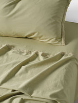 Sheet Set - 250TC Washed Organic Cotton Marion Pistachio - Double Green