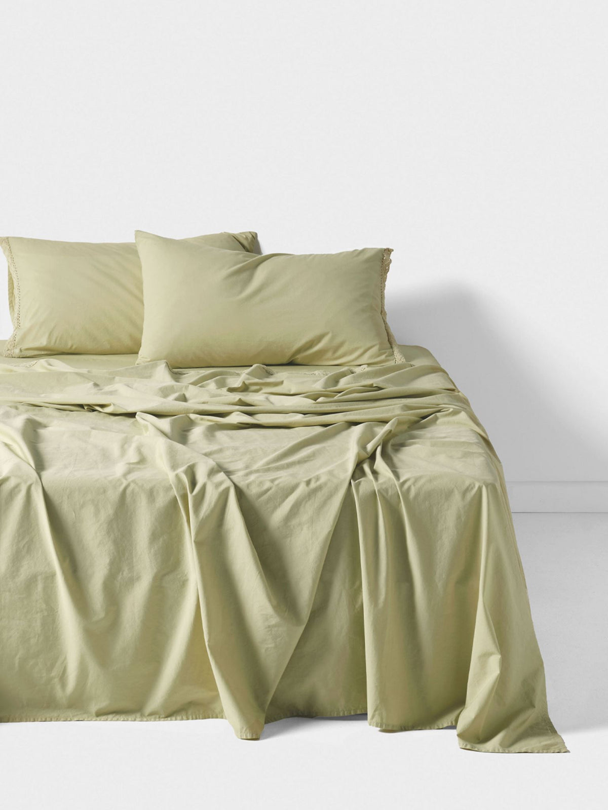 Sheet Set - 250 Thread Count Washed Organic Cotton Marion Pistachio - King Green