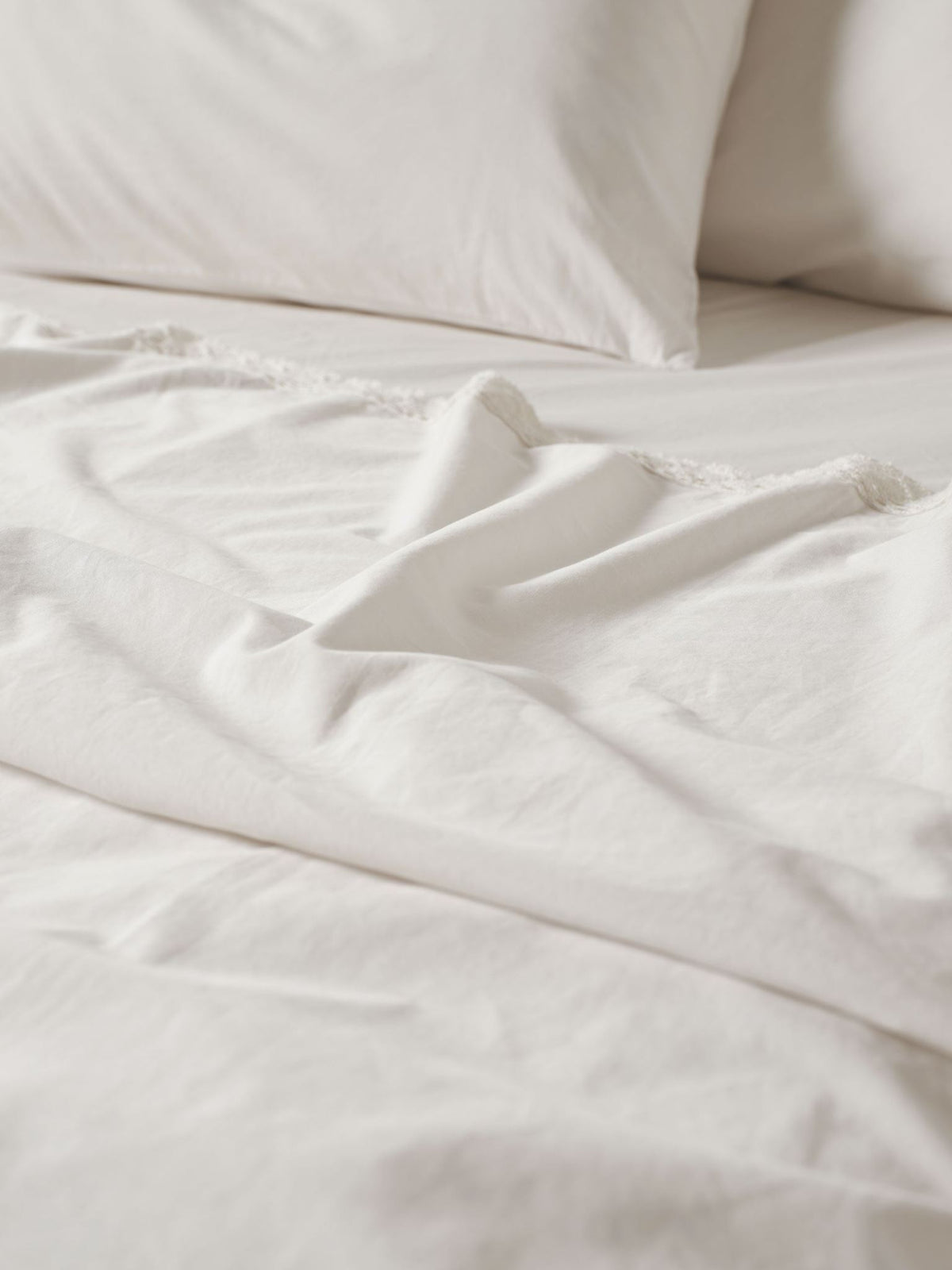 Sheet Set - 250 Thread Count Washed Organic Cotton Marion Vanilla - King White