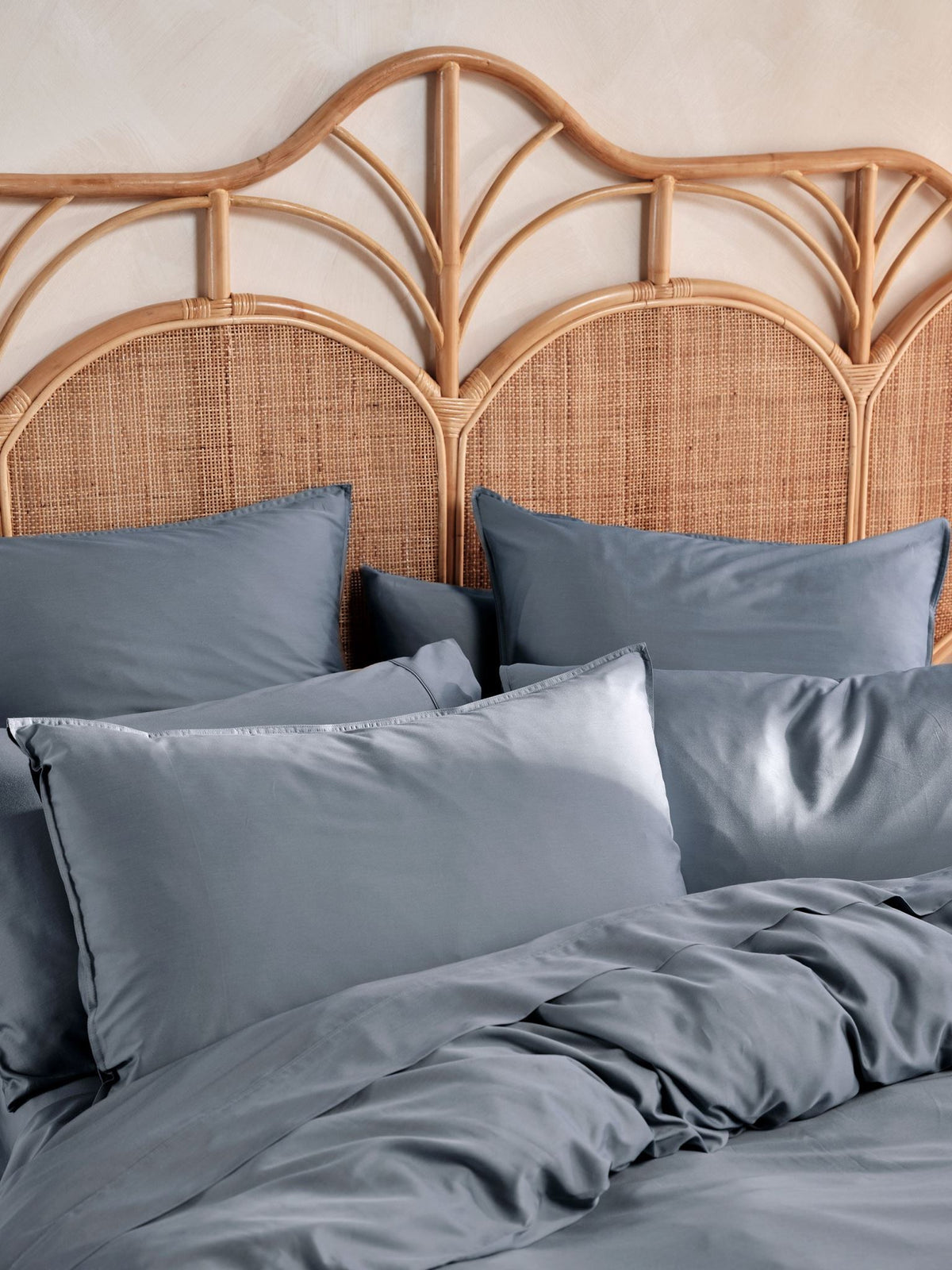 Quilt Cover Set - 400 Thread Count Bamboo Cotton Nara Bluestone - Queen Blue