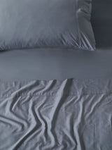 Sheet Set - 400 Thread Count Bamboo Cotton Nara Bluestone - Queen Blue