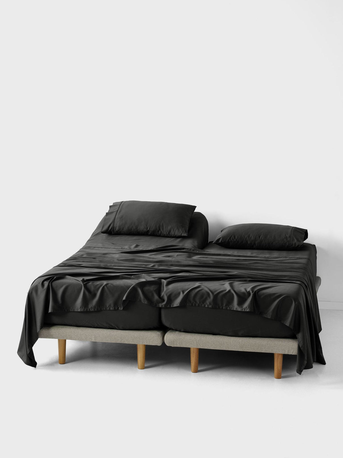 Sheet Set - 400 Thread Count Bamboo Cotton Nara - Split King Charcoal