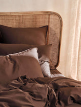 Quilt Cover Set - 400 Thread Count Bamboo Cotton Nara Chocolate - Double Brown
