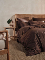 Quilt Cover Set - 400 Thread Count Bamboo Cotton Nara Chocolate - Double Brown