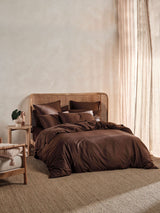 Quilt Cover Set - 400 Thread Count Bamboo Cotton Nara Chocolate - Double Brown