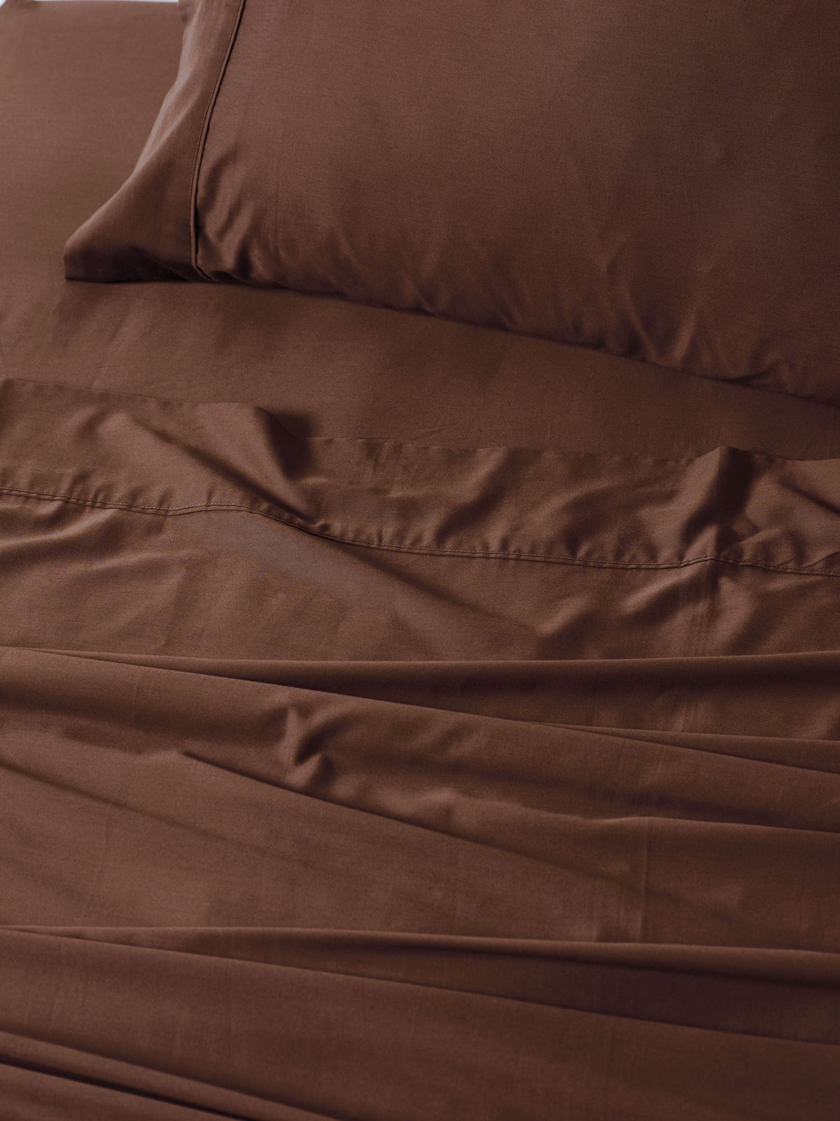 Sheet Set - 400 Thread Count Bamboo Cotton Nara Chocolate - Super King Brown