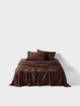 Sheet Set - 400 Thread Count Bamboo Cotton Nara Chocolate - Super King Brown
