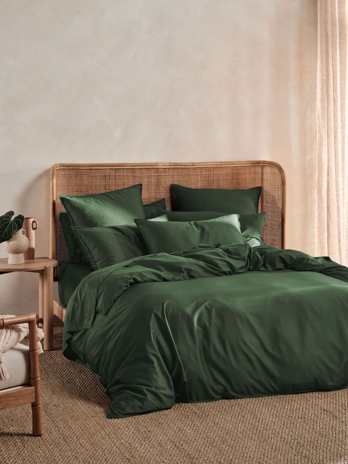 Quilt Cover Set - 400 Thread Count Bamboo Cotton Nara Forest - Queen Green