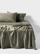 Pillowcase - 400 Thread Count Bamboo Cotton Nara Moss Linen House - King Green