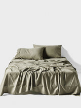 Sheet Set - 400 Thread Count Bamboo Cotton Nara Moss Linen House - Double Green