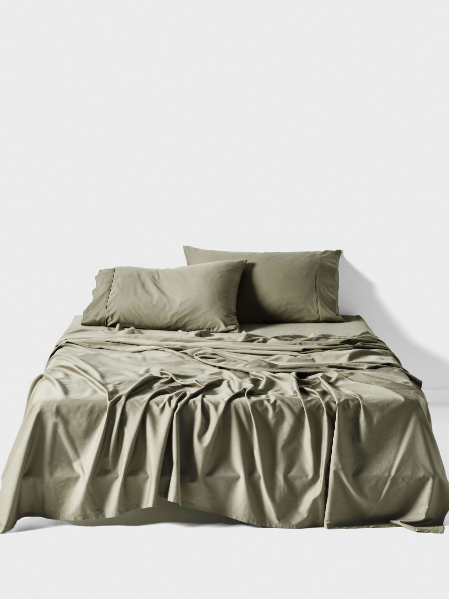 Sheet Set - 400 Thread Count Bamboo Cotton Nara Moss - Super King Green