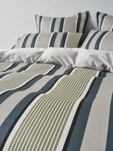 Quilt Cover Set - Nara Stripe Bluestone Linen House - Queen Blue