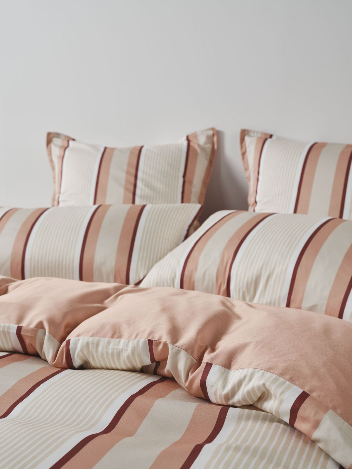 Quilt Cover Set - Nara Stripe Clay Linen House - Single Pink