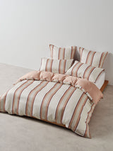 Quilt Cover Set - Nara Stripe Clay Linen House - King Pink