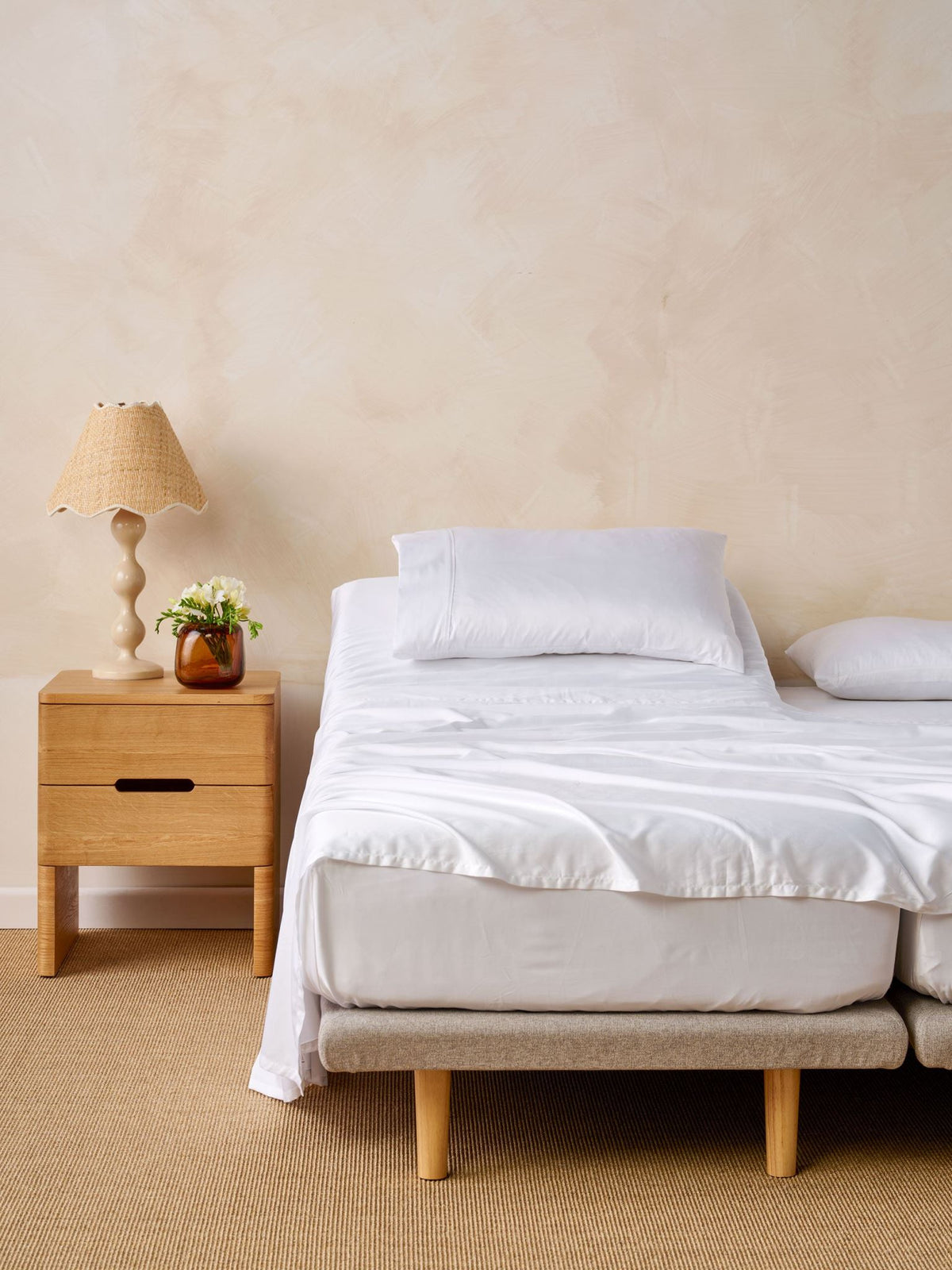 Sheet Set - 400 Thread Count Bamboo Cotton Nara Linen House - Split King White