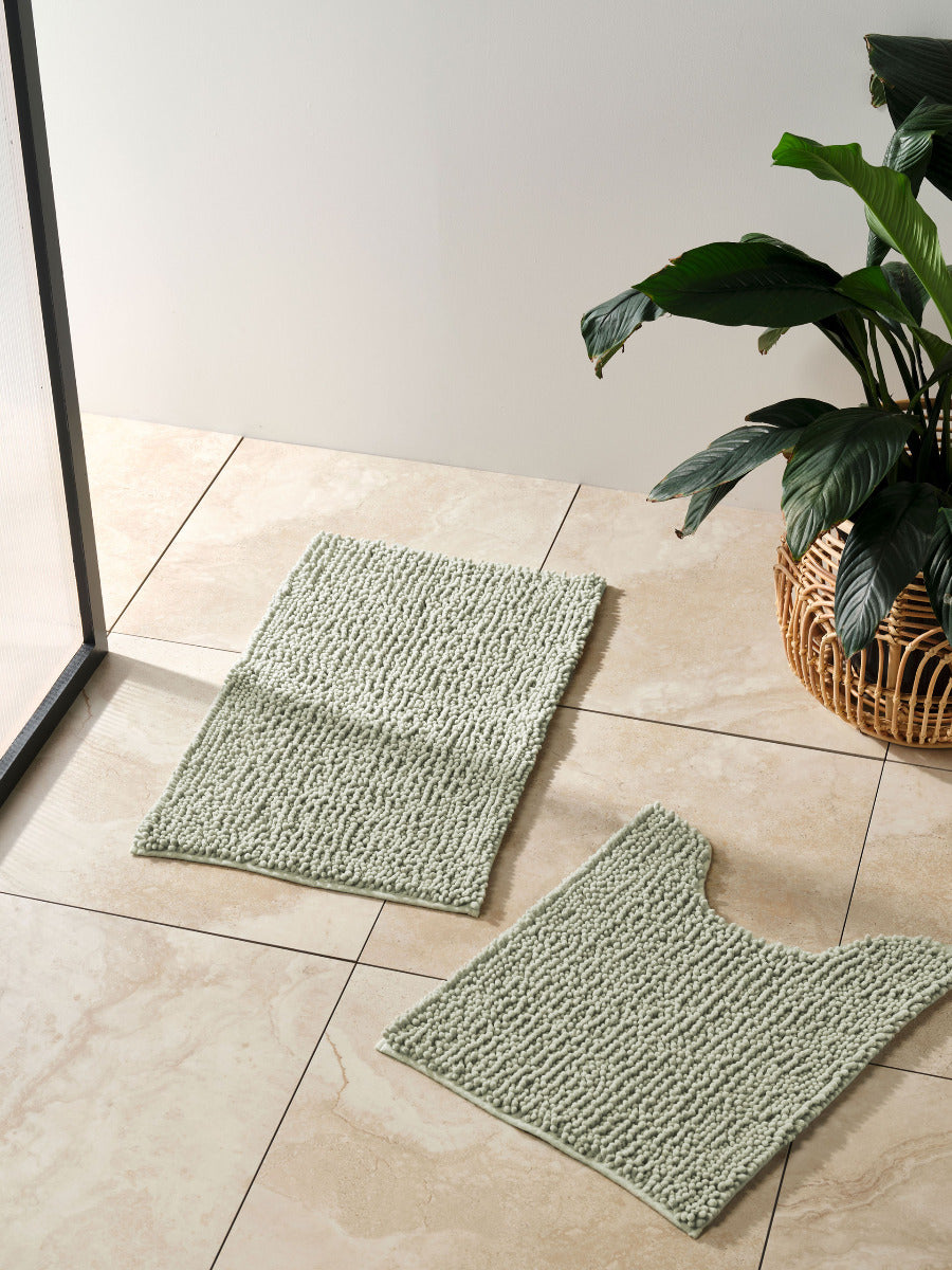 Bath Mat - Reed Toggle Sage Linen House - 50cm x 80cm Green