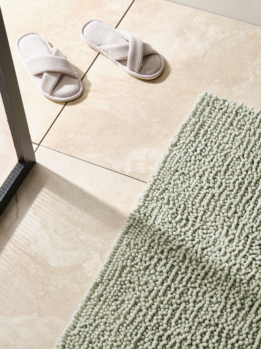 Bath Mat - Reed Toggle Sage Linen House - 50cm x 80cm Green