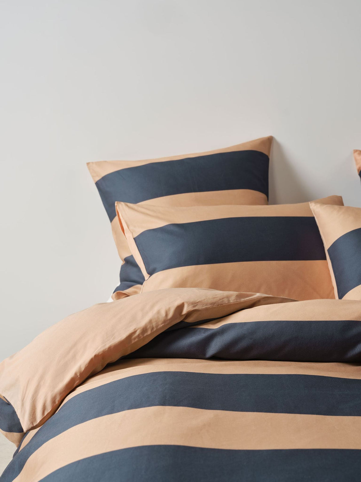 Quilt Cover Set - Rugby Stripe Bluestone Linen House - Double Blue