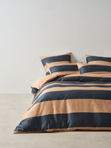 Quilt Cover Set - Rugby Stripe Bluestone Linen House - Queen Blue