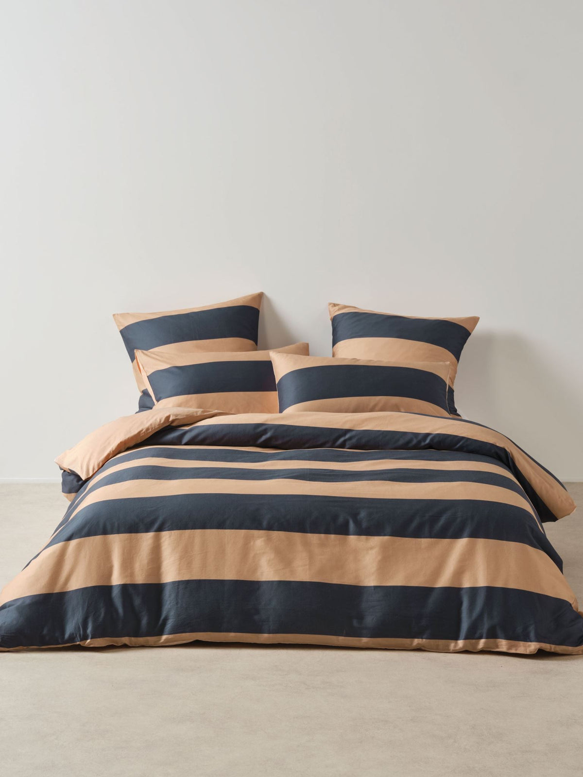 Quilt Cover Set - Rugby Stripe Bluestone Linen House - Super King Blue