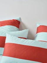 Quilt Cover Set - Rugby Stripe Chilli Linen House - Super King Brown
