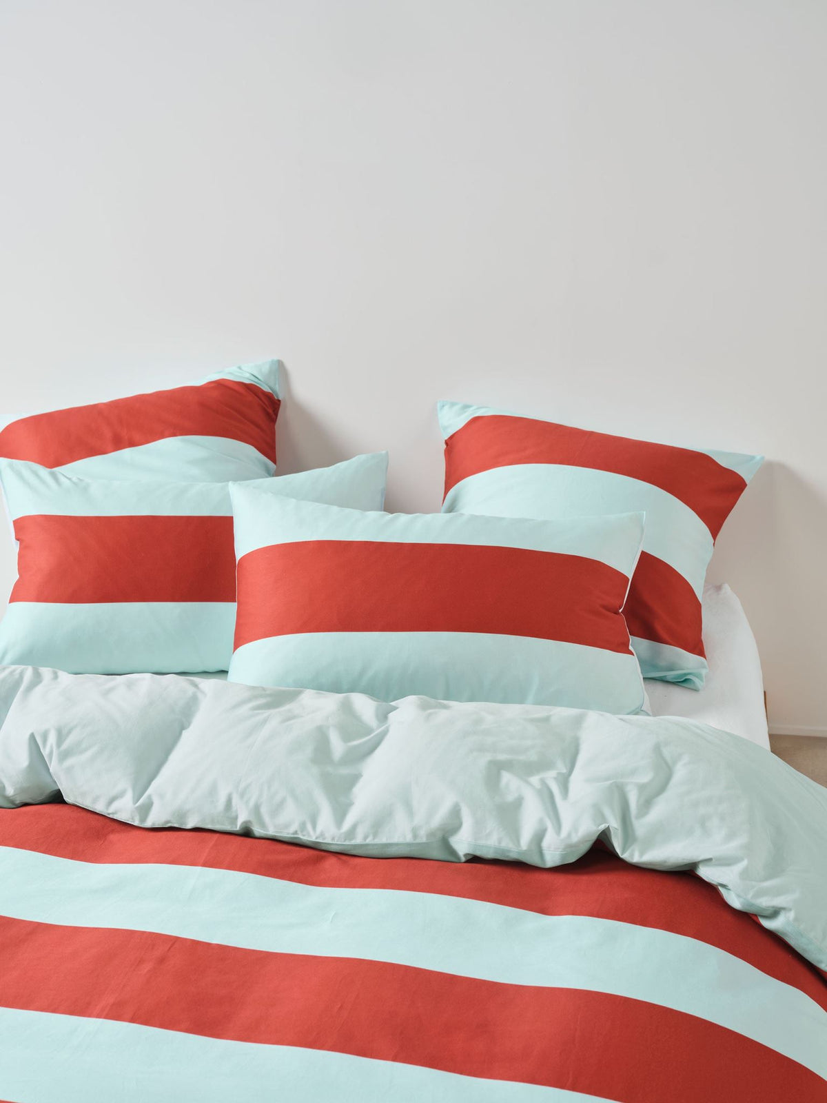 Quilt Cover Set - Rugby Stripe Chilli Linen House - Queen Brown
