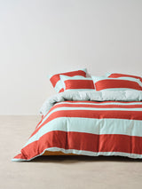 Quilt Cover Set - Rugby Stripe Chilli Linen House - Super King Brown