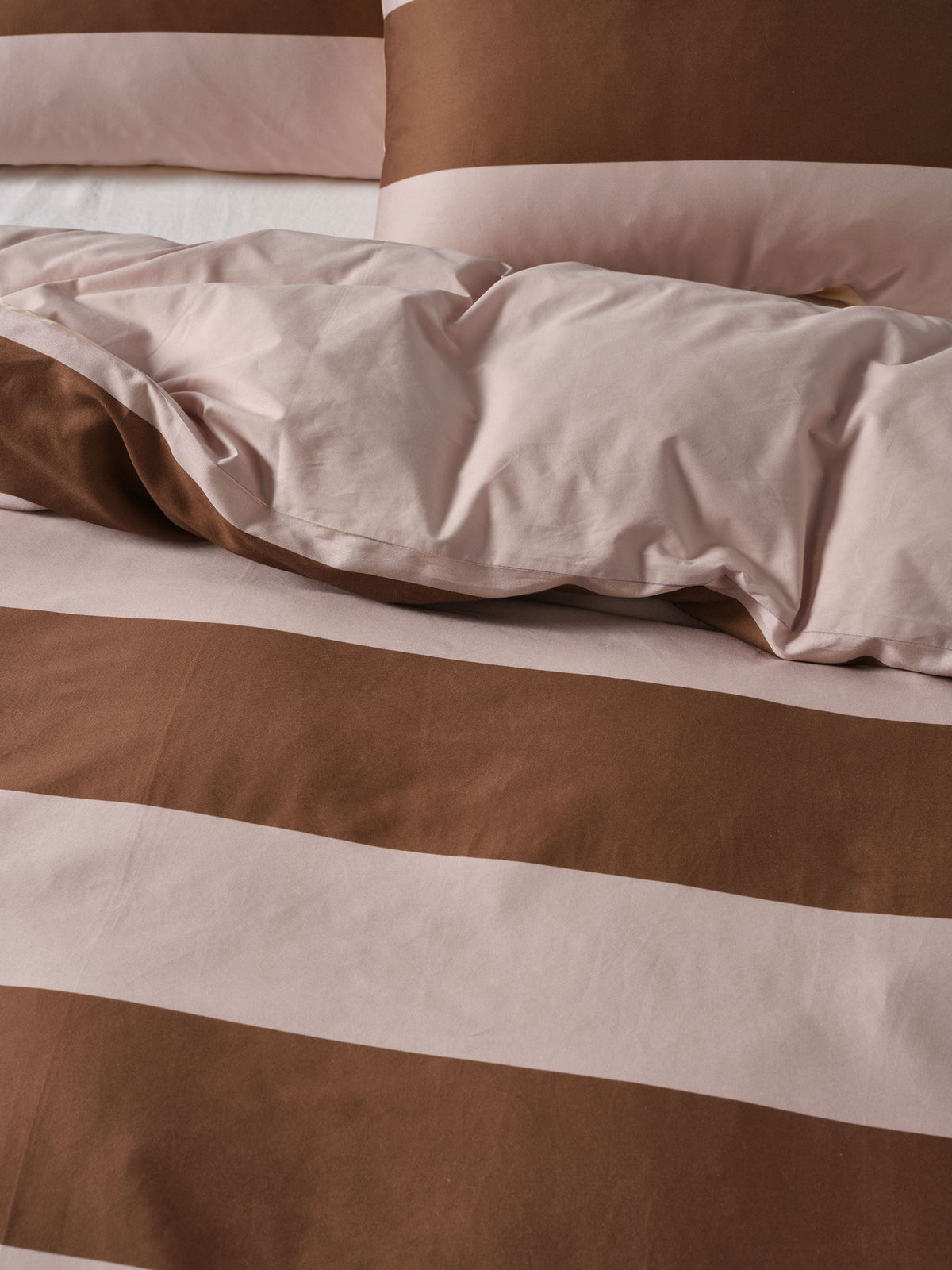 Quilt Cover Set - Rugby Stripe Orchid Linen House - Double Purple