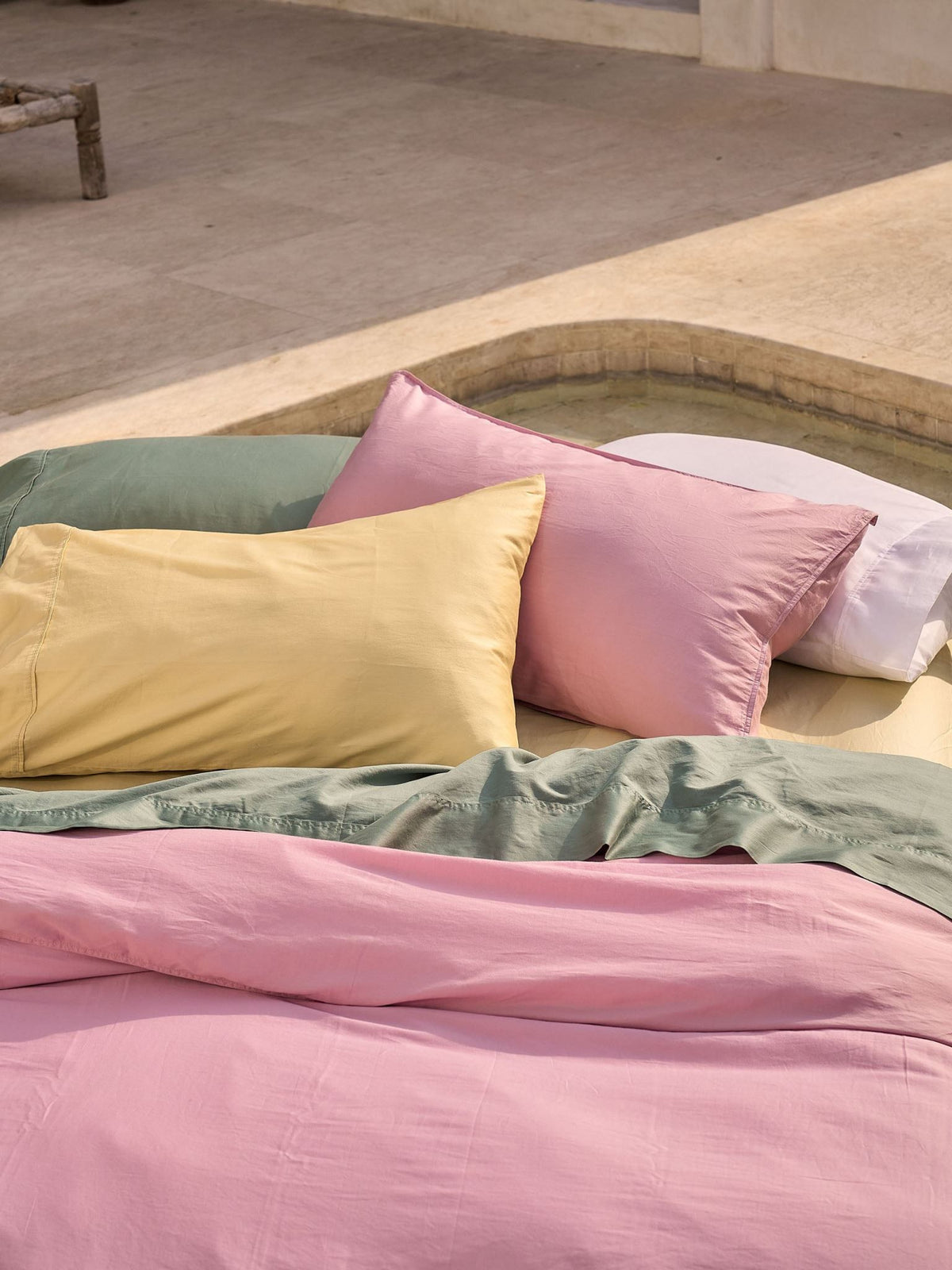 Sheet Set - Surf Wash Seafoam 400 Thread Count Linen House - Queen Green