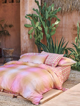 Quilt Cover Set - Sunrise Check Bubblegum Linen House - Single Pink