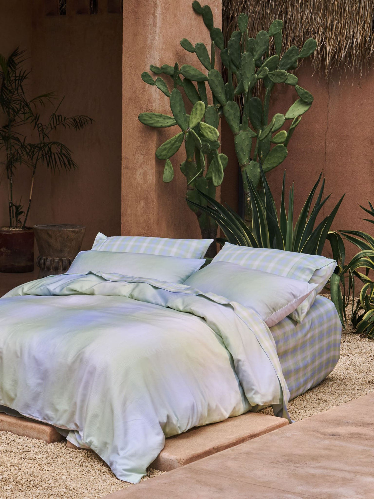 Sheet Set - Sunrise Check Clearwater Linen House - King Blue