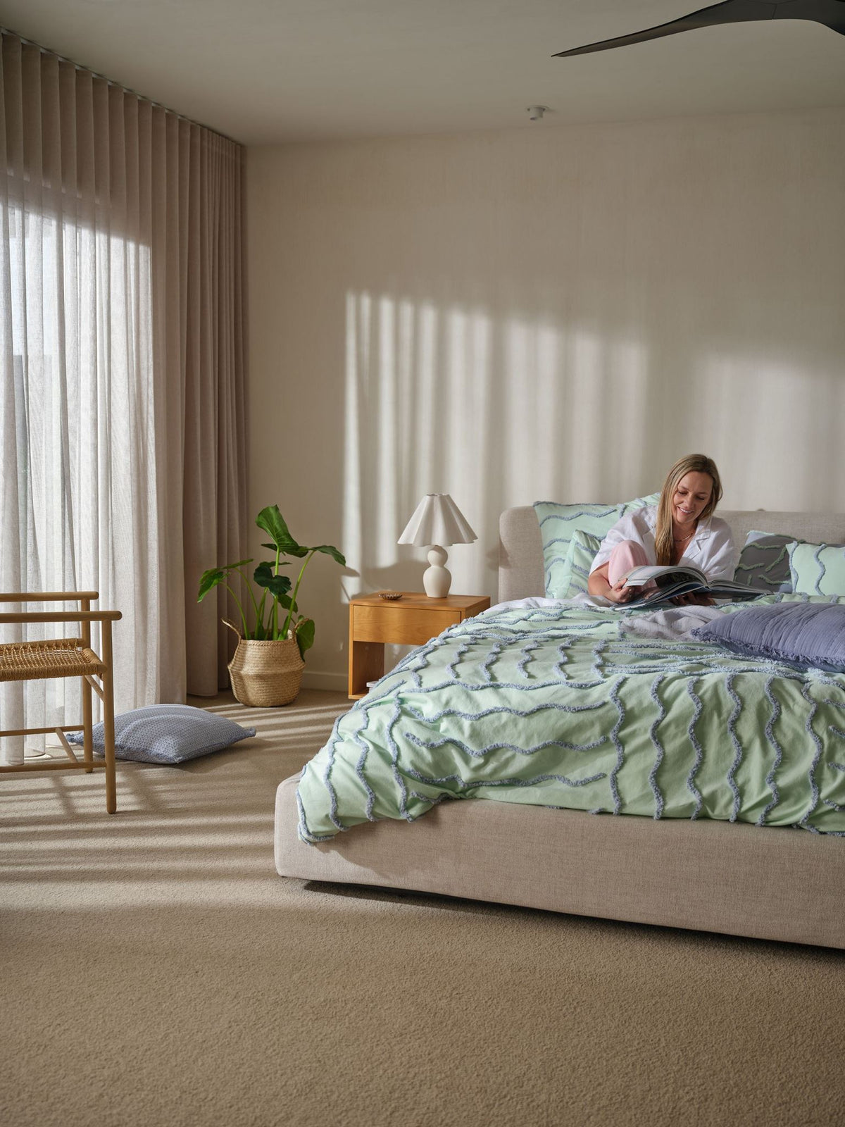 Quilt Cover Set - Metung Mint Linen House - Queen Green