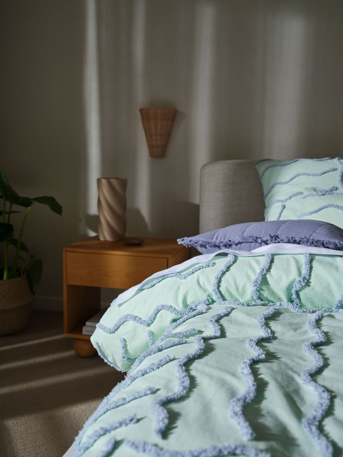 Quilt Cover Set - Metung Mint Linen House - Queen Green