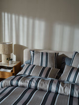 Quilt Cover Set - Nara Stripe Bluestone Linen House - Queen Blue
