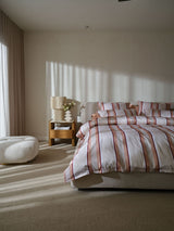 Quilt Cover Set - Nara Stripe Clay Linen House - Double Pink