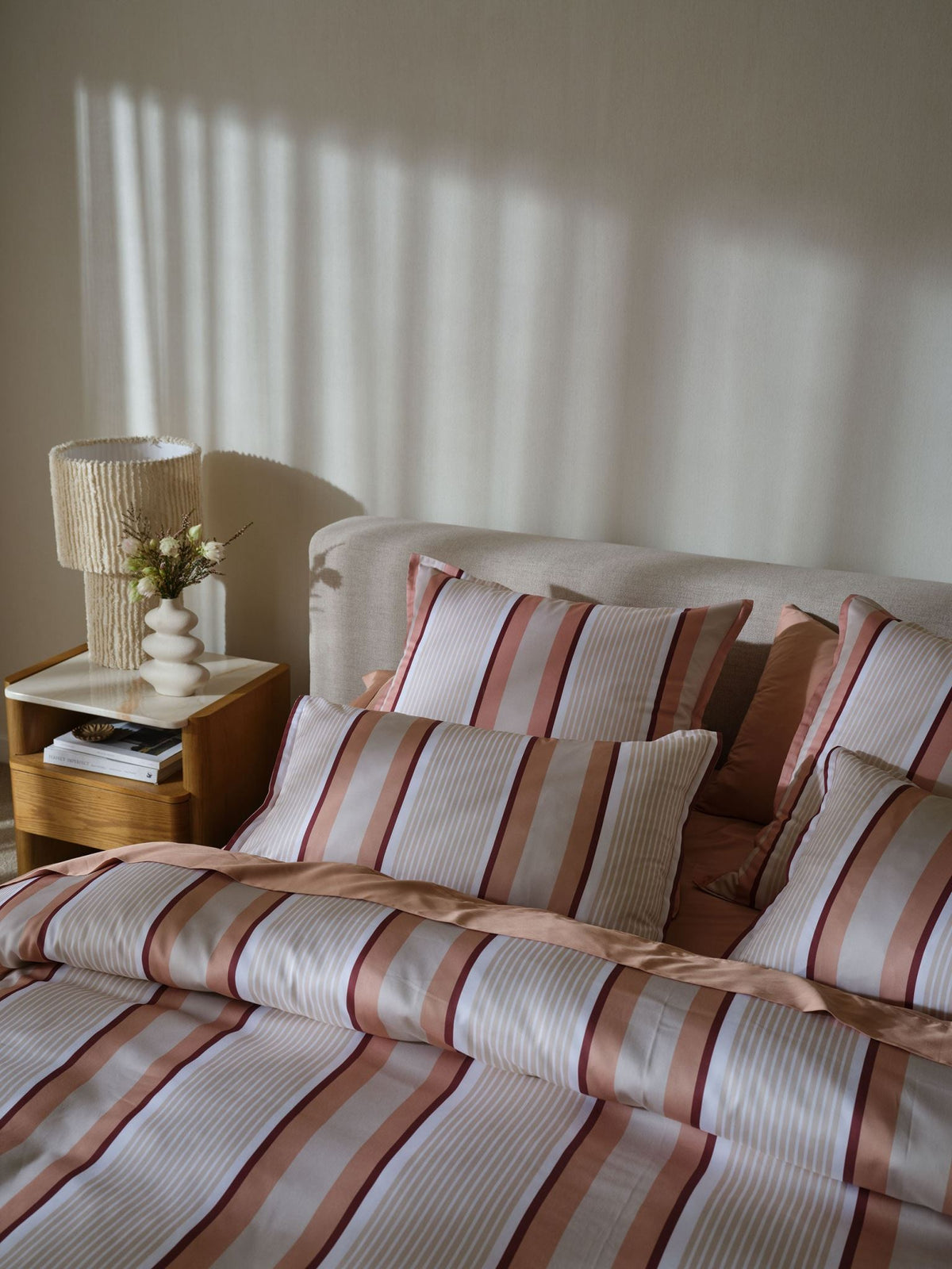 Quilt Cover Set - Nara Stripe Clay Linen House - King Pink