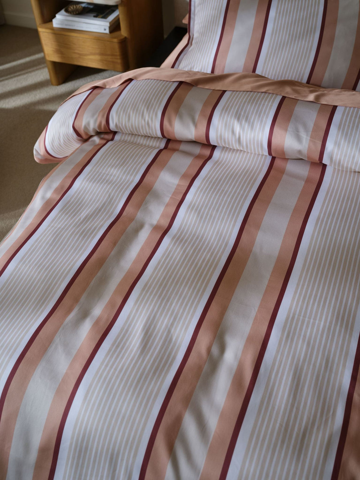 Quilt Cover Set - Nara Stripe Clay Linen House - Single Pink