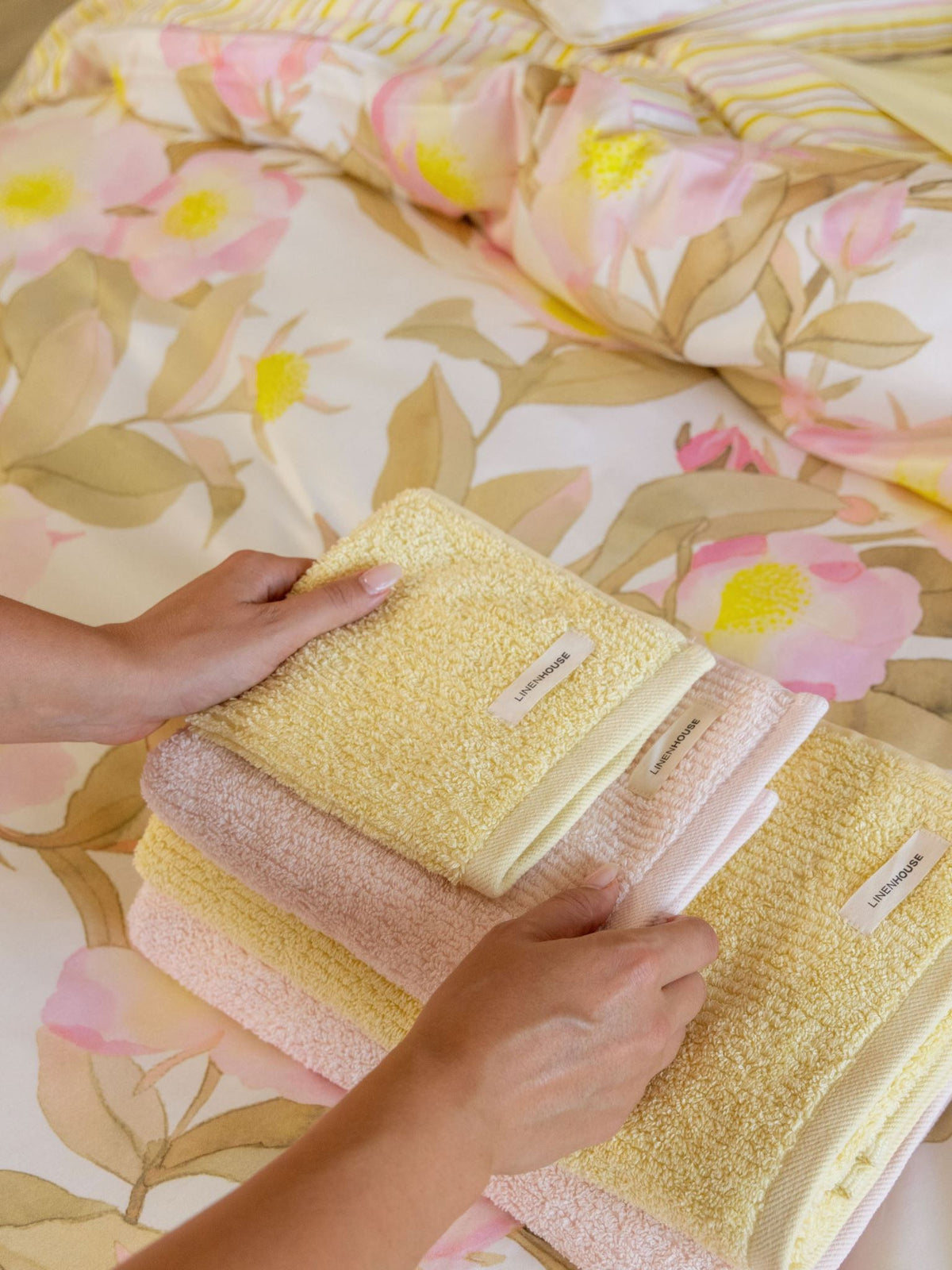 Bath Towel - Reed Butter Linen House - 69cm x 139cm Yellow