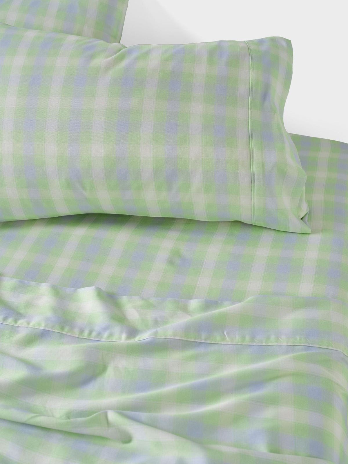 Sheet Set - Sunrise Check Clearwater Linen House - King Single Blue